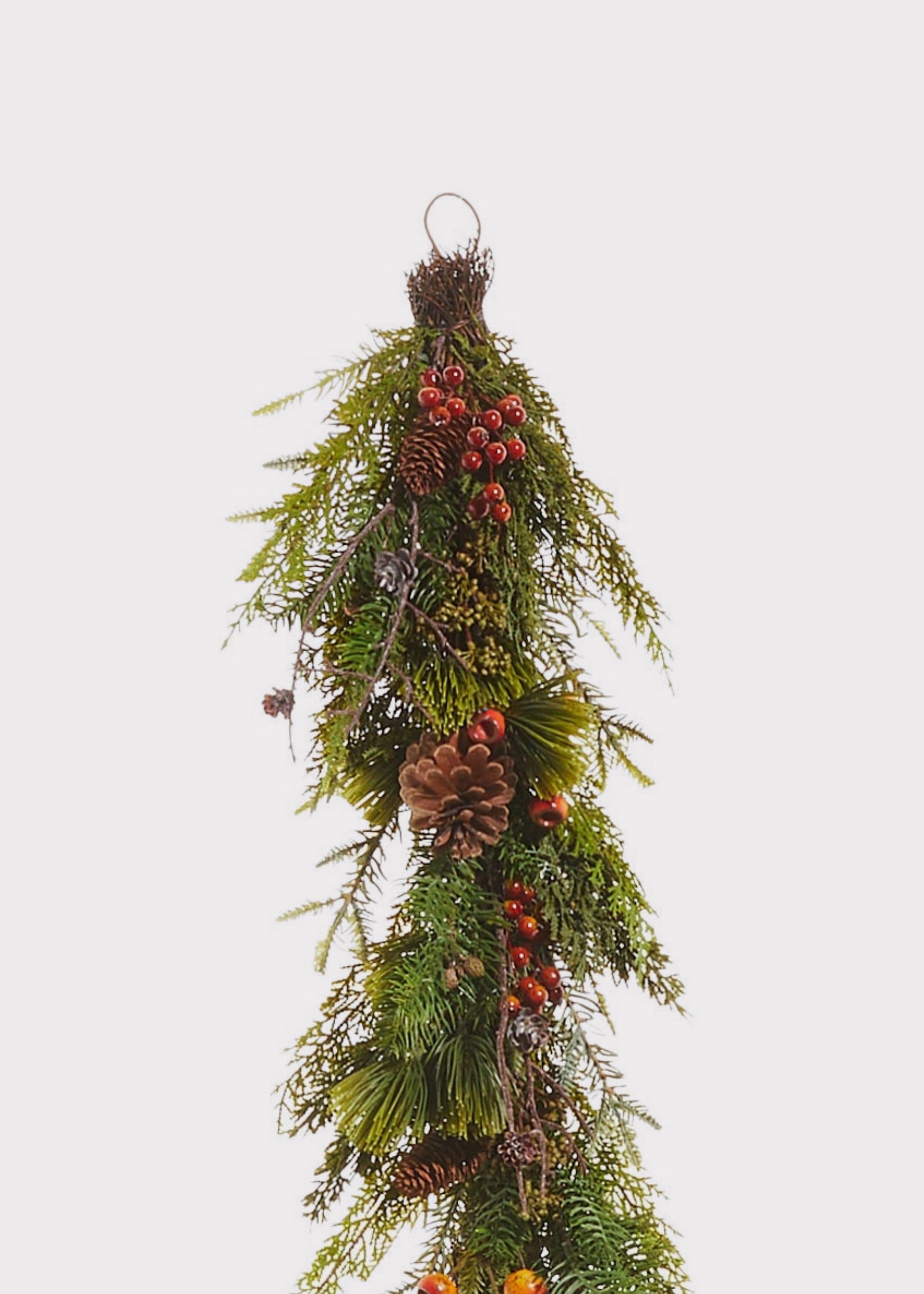 Close-up of Artificial greenery and berry pod garland hook