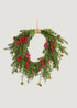 Artificial Cedar and Red Berry Winter Wreath with Pine Cones