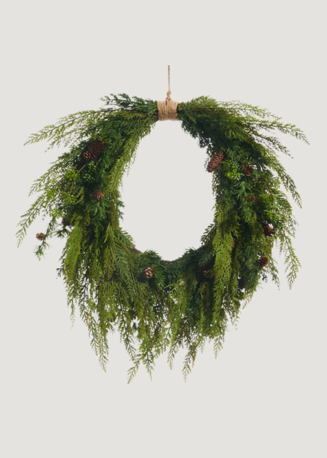 Artificial Cedar Holiday Wreath with Pine Cones