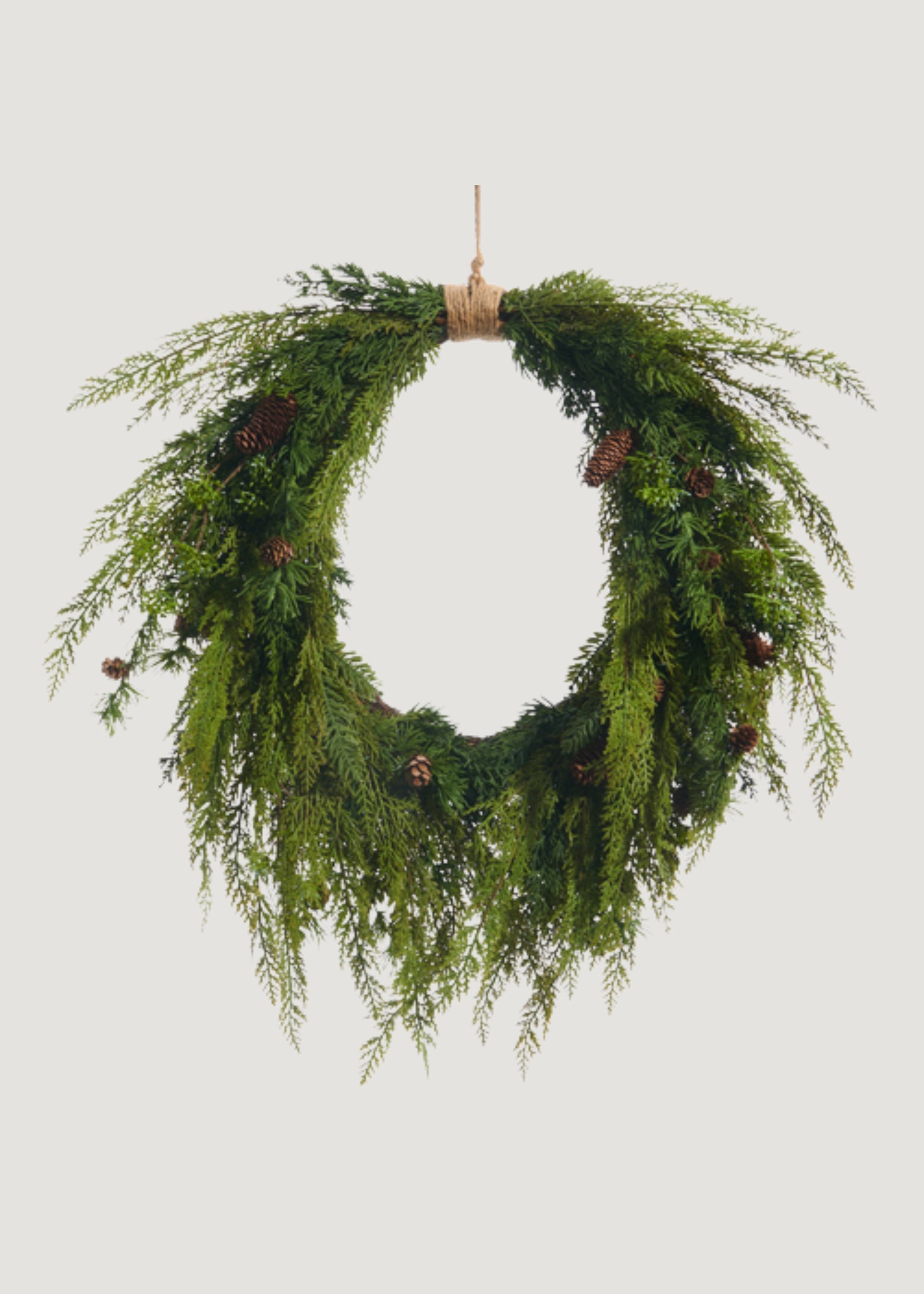 Artificial Cedar Holiday Wreath with Pine Cones