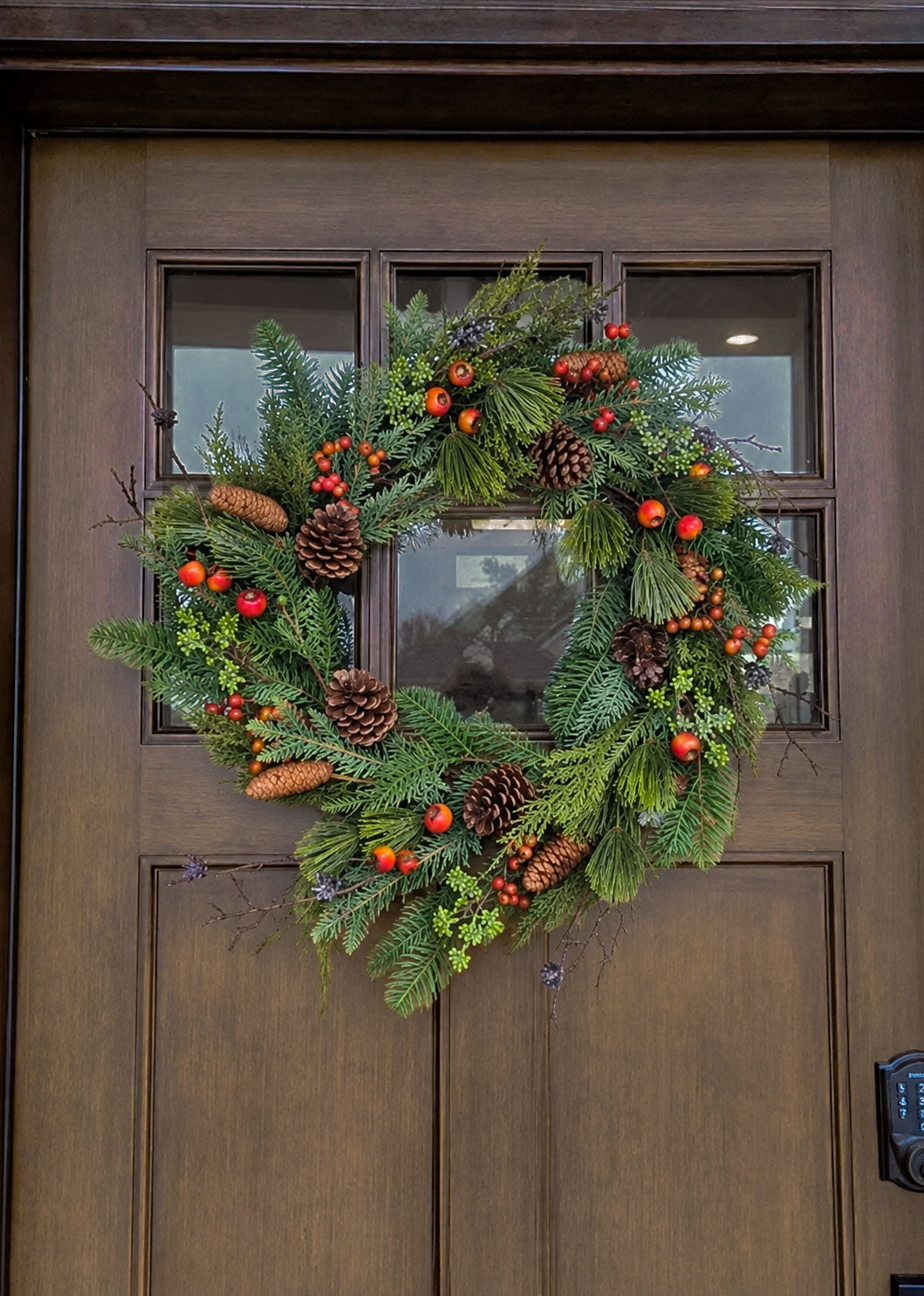  Winter Pine and Pod Wreath on Door