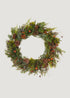 Artificial Winter Greens and Berry Pod Wreath 