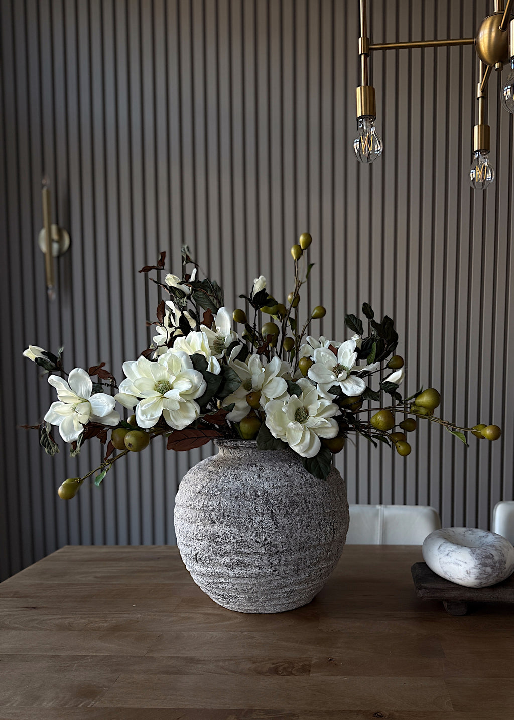magnolia and pear arrangement