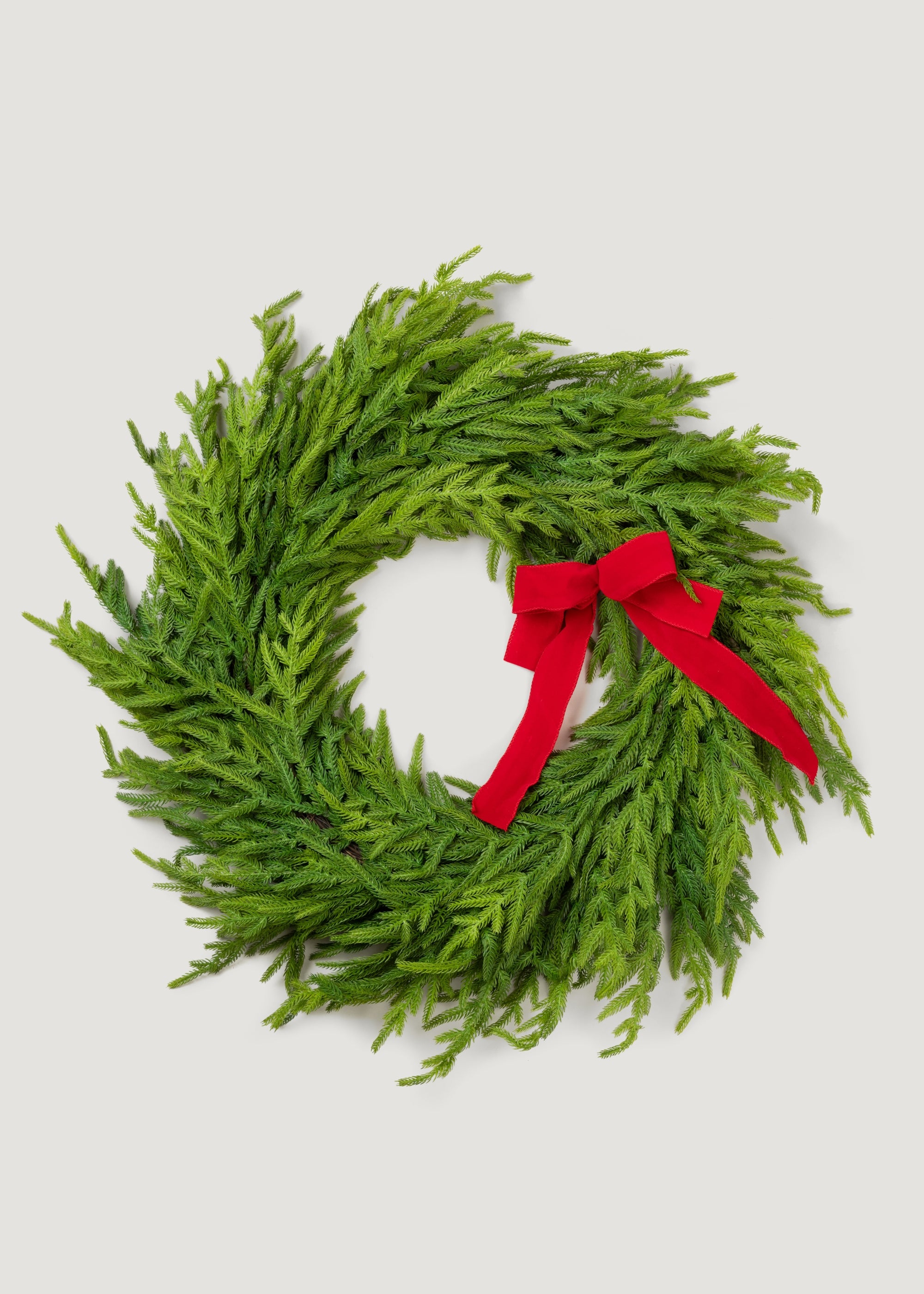 Afloral Real Touch 30&quot; Norfolk Pine Wreath with Red Bow 