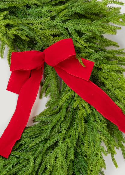 Close-up of the Real Touch Norfolk Pine Wreath