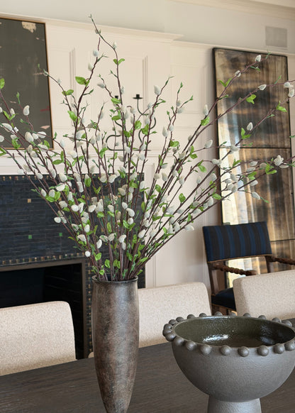 Decorative vase with pussy willow branches 