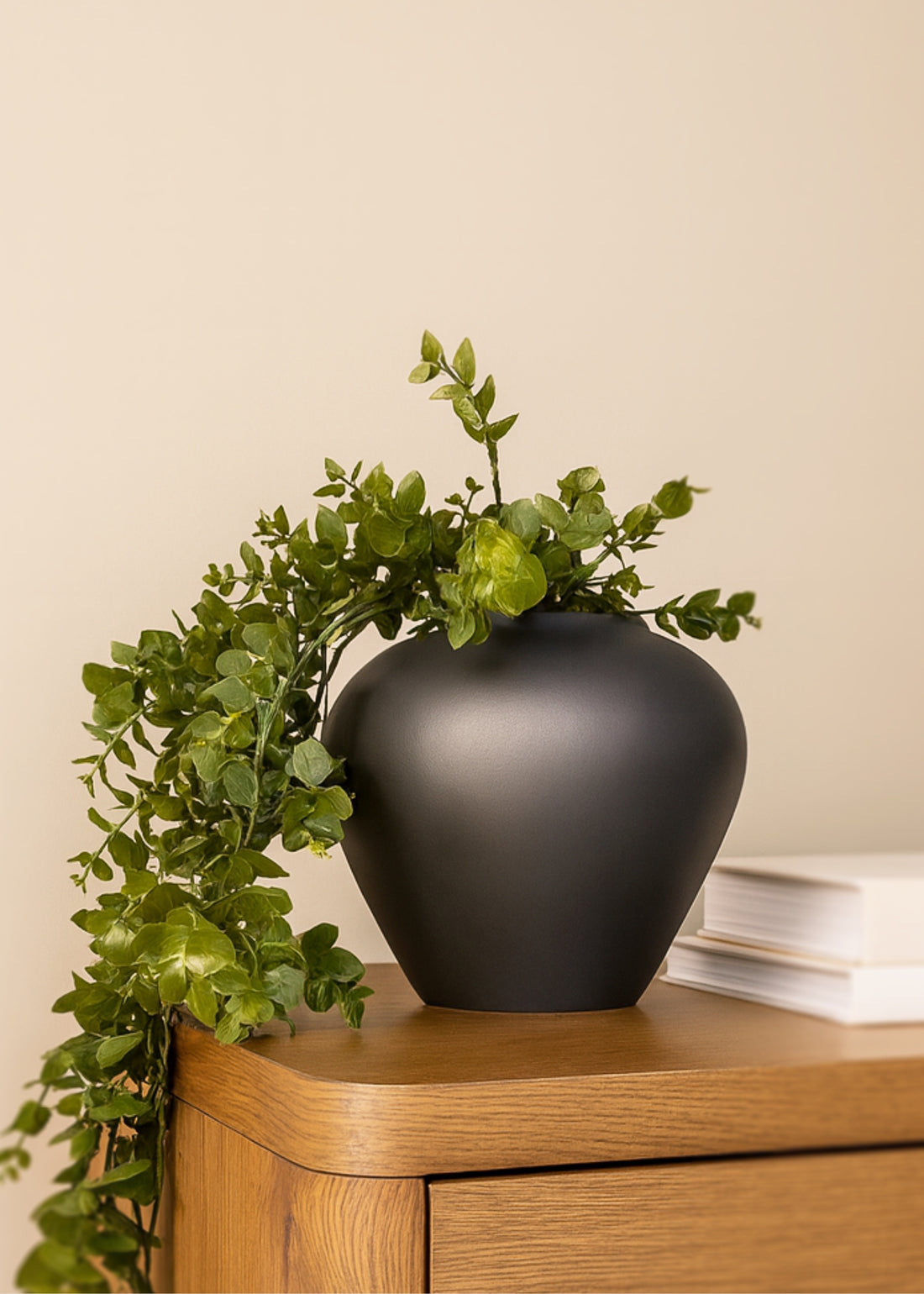 Artificial eucalyptus styled in a vase