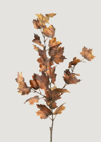Faux Artificial Maple Leaf Branch in Nutmeg Brown