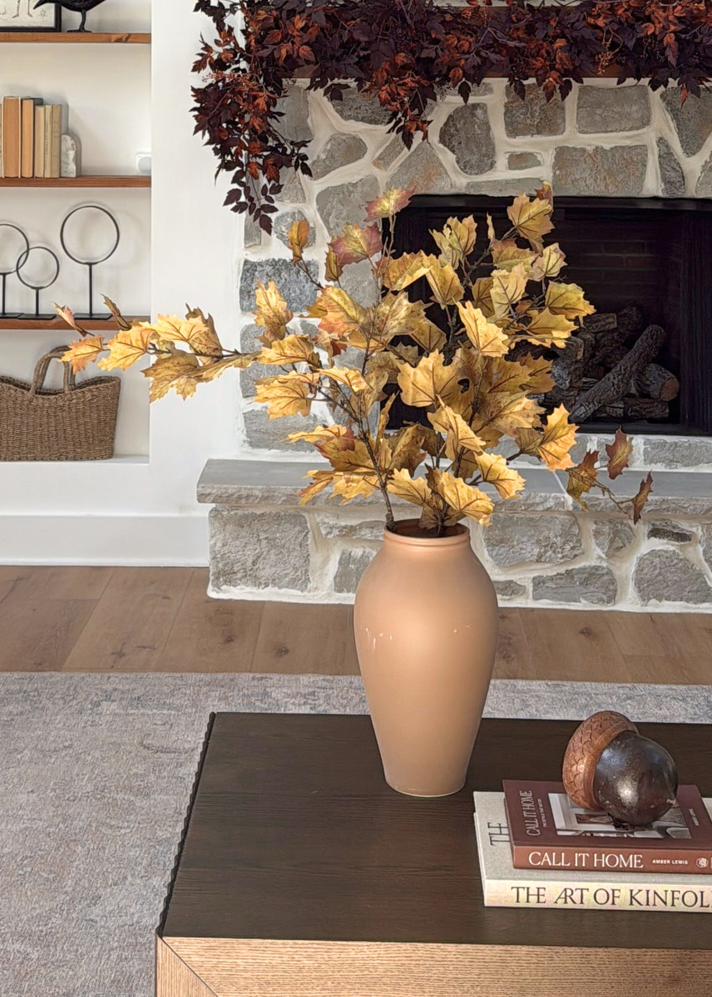 fall faux maple leaf arrangement