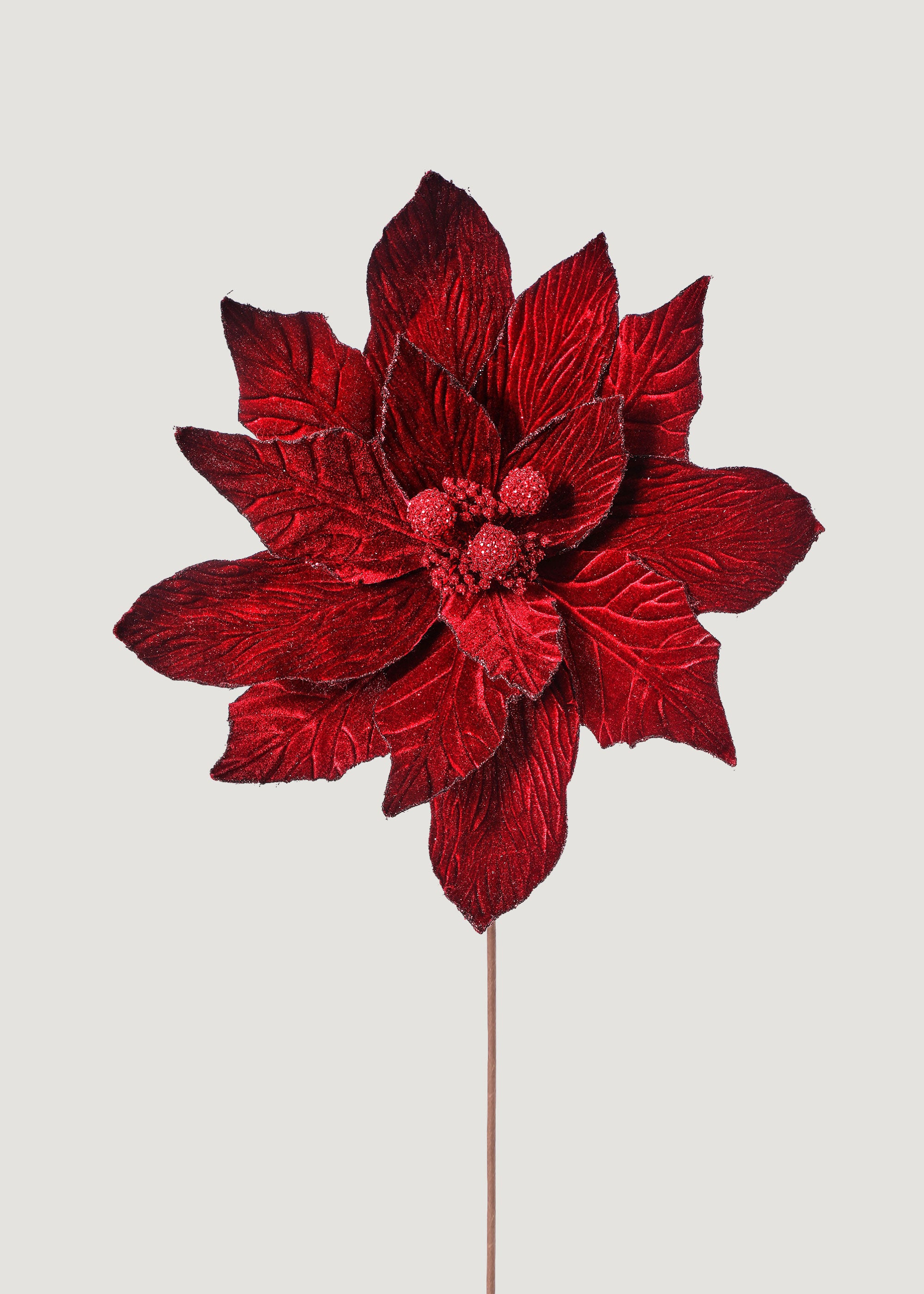 Large Burgundy Artificial Christmas Poinsettia Flower 