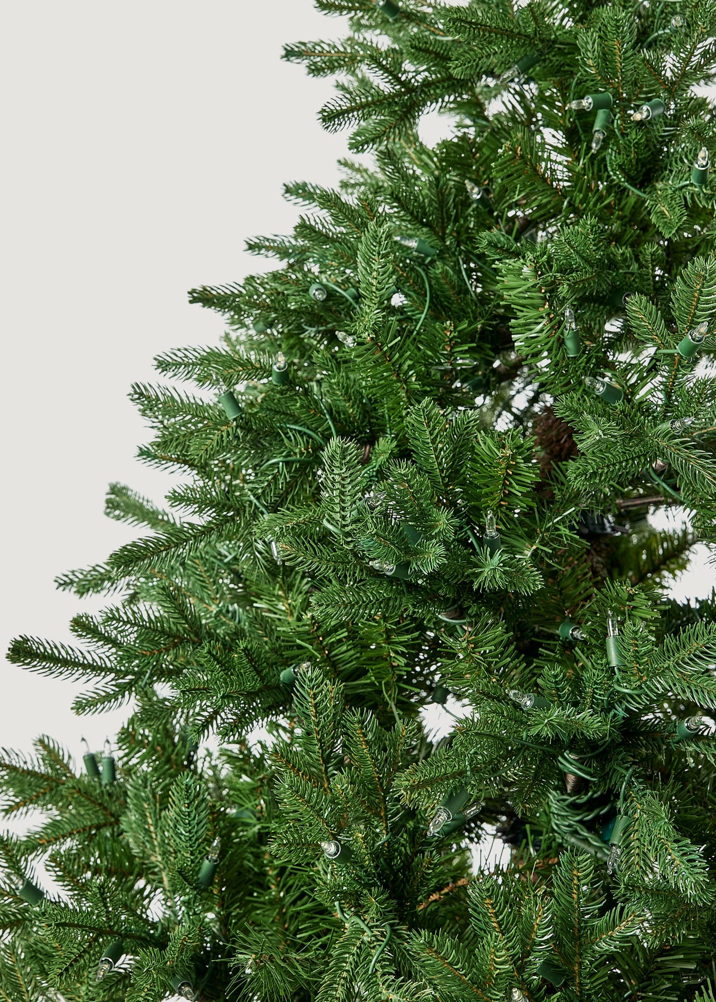 Artificial Christmas Tree Branches in Afloral Closeup View