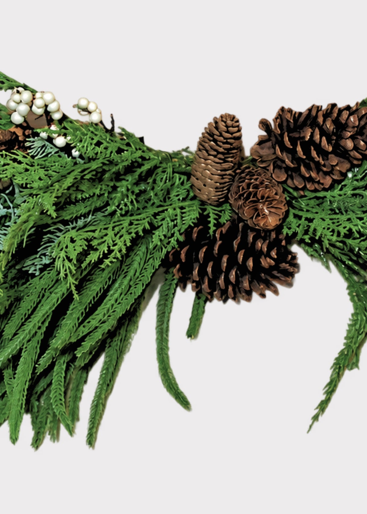 Close-up of evergreen swag
