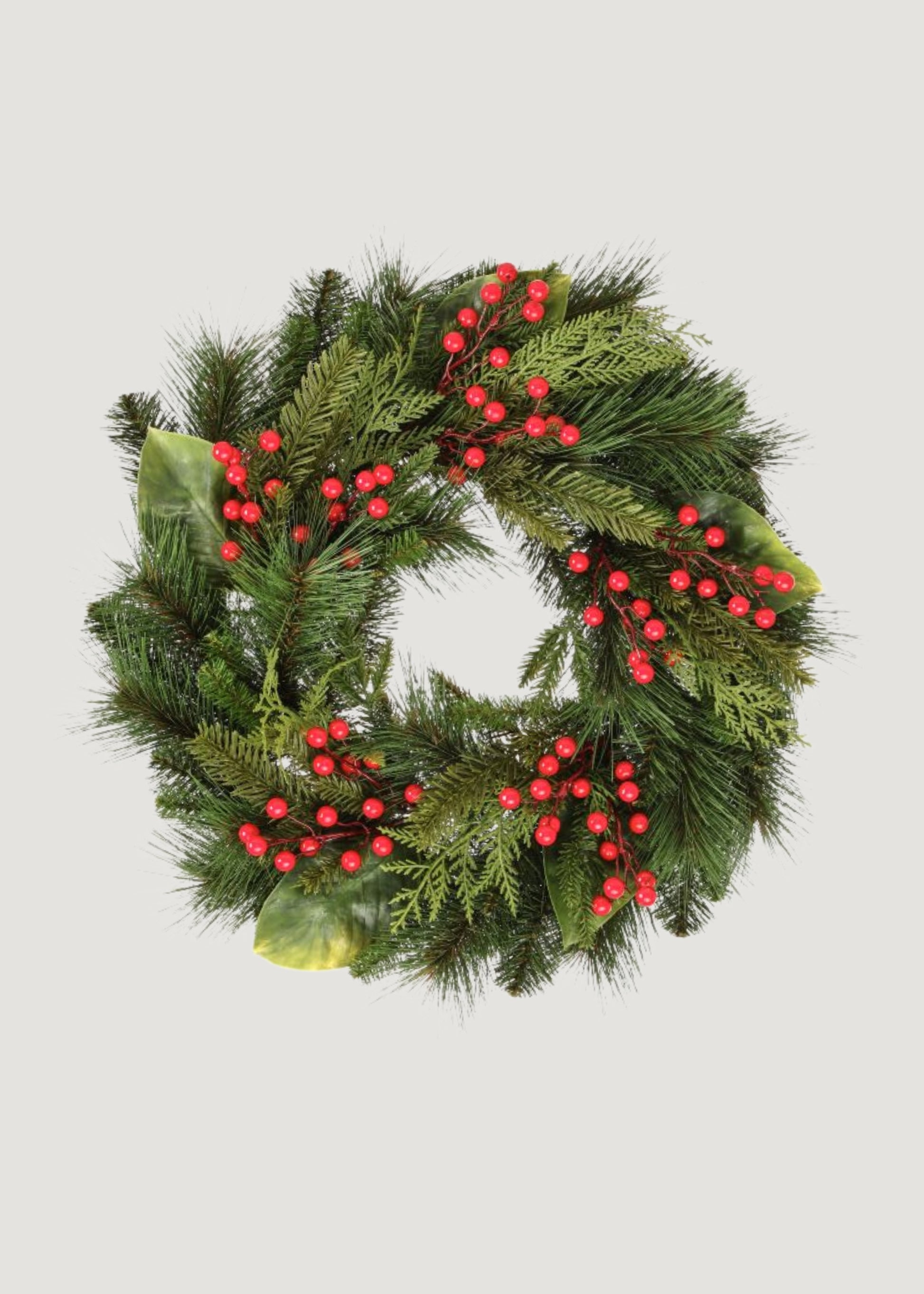 UV Treated Fake Indoor/Outdoor Winter Pine and Berry Wreath 