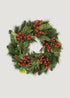 UV Treated Fake Indoor/Outdoor Winter Pine and Berry Wreath 