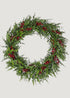 Fake Eucalyptus and Pine Holiday Wreath with Berries 