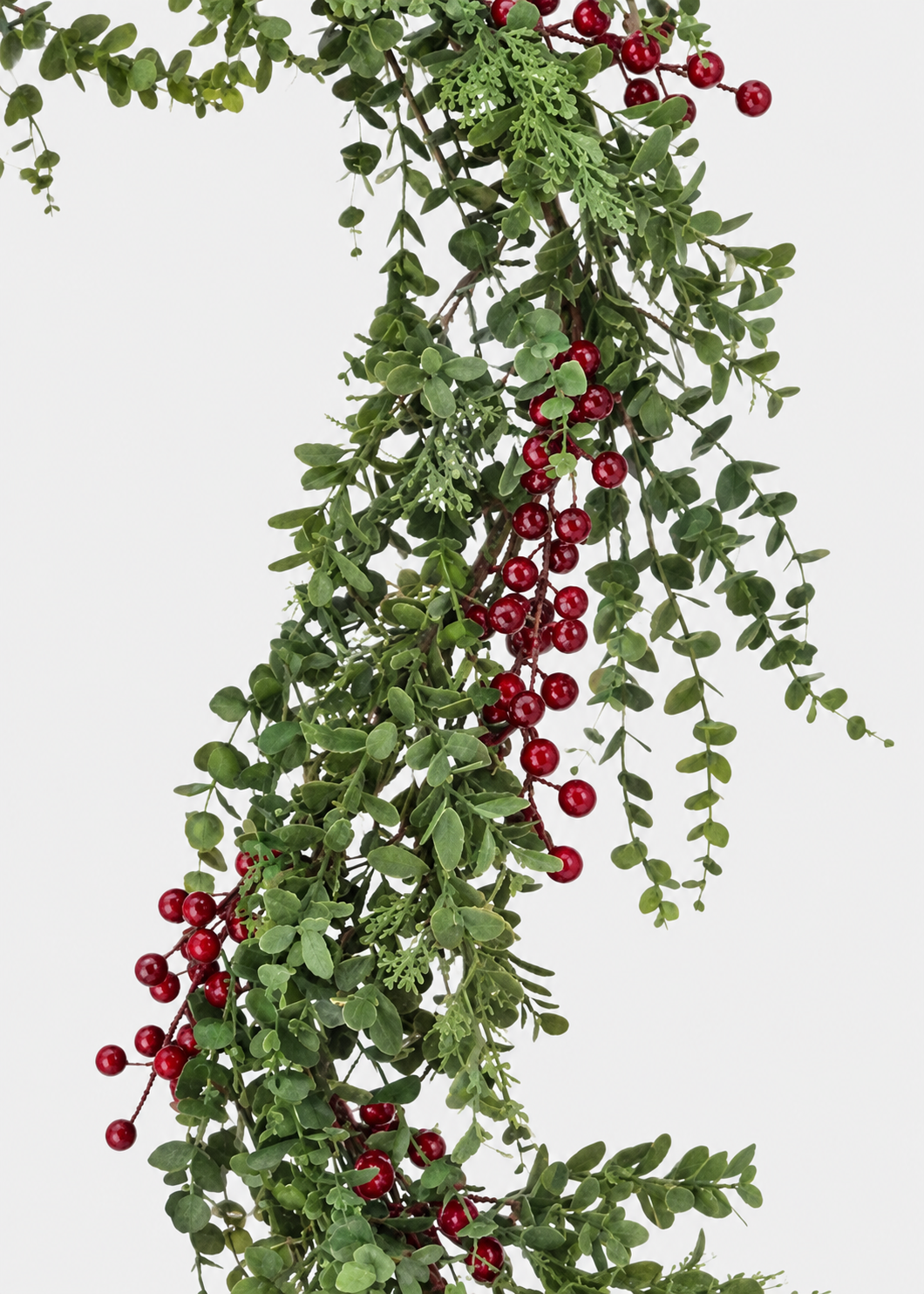Close-up of eucalyptus berry garland
