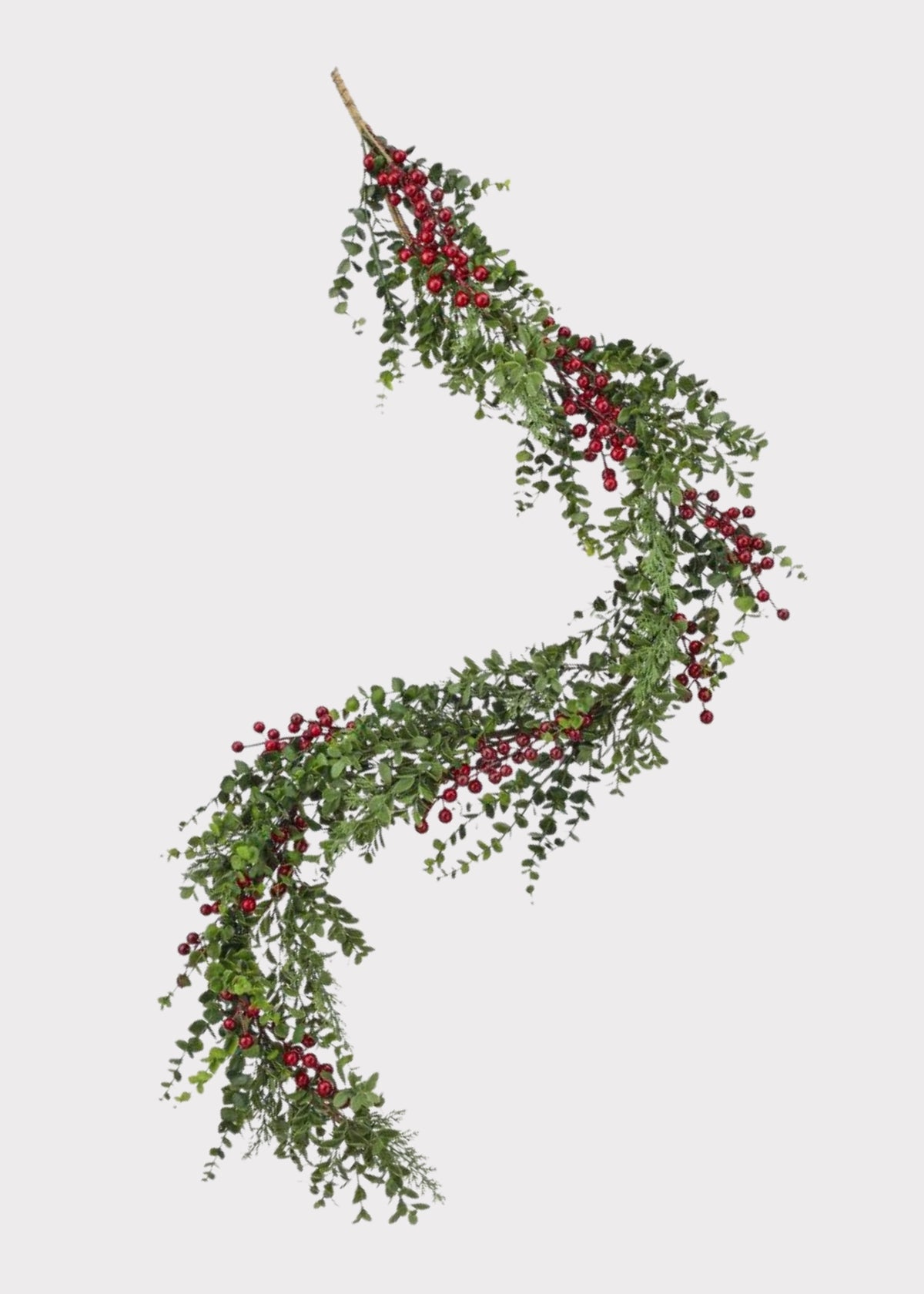 Fake Eucalyptus and Pine Holiday Garland with Red Berries 