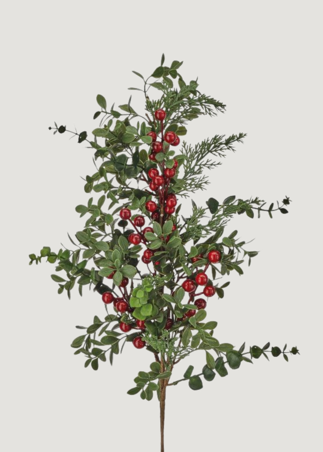 Fake Eucalyptus and Holiday Pine Branch with Red Berries 