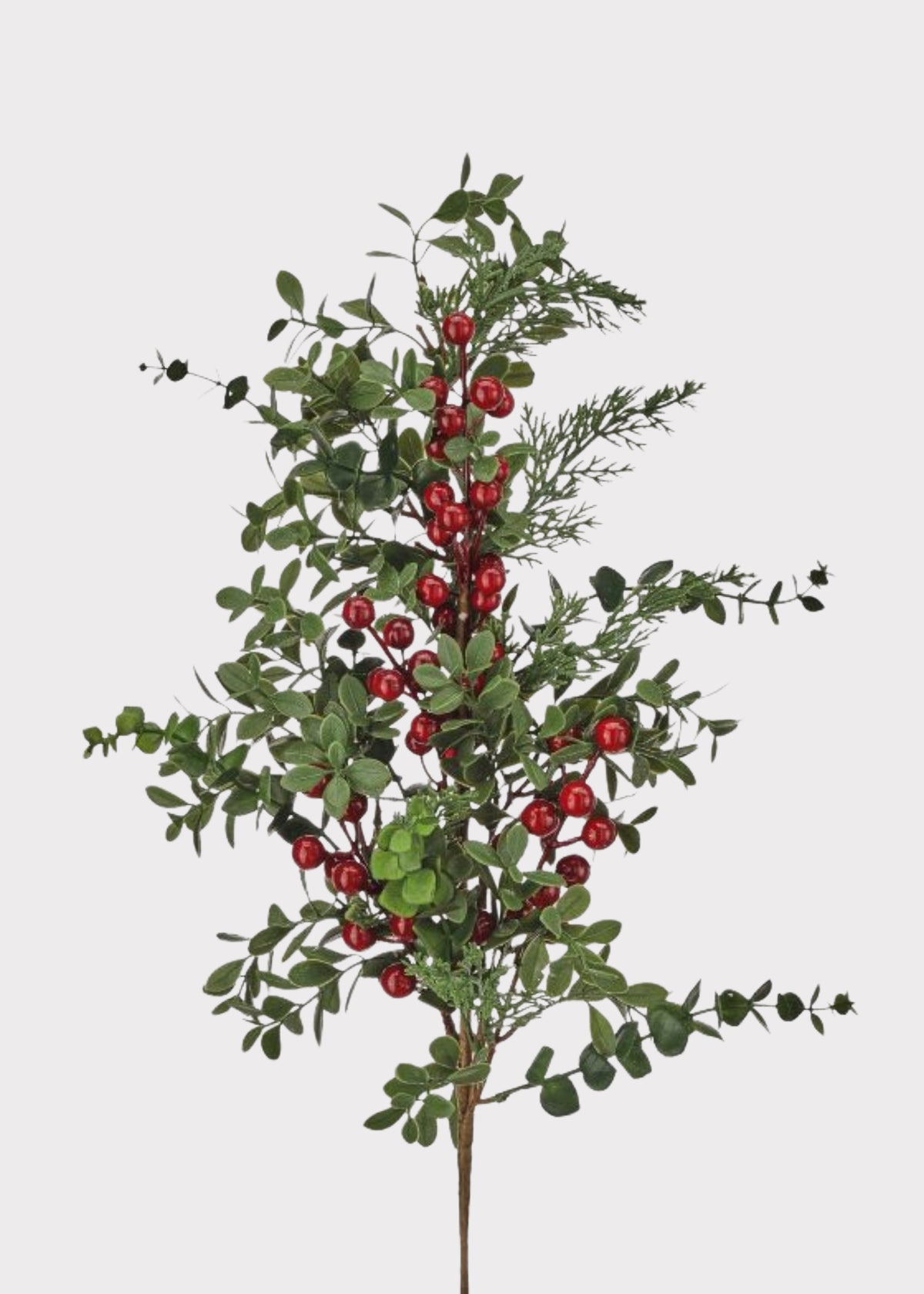 Fake Eucalyptus and Holiday Pine Branch with Red Berries 