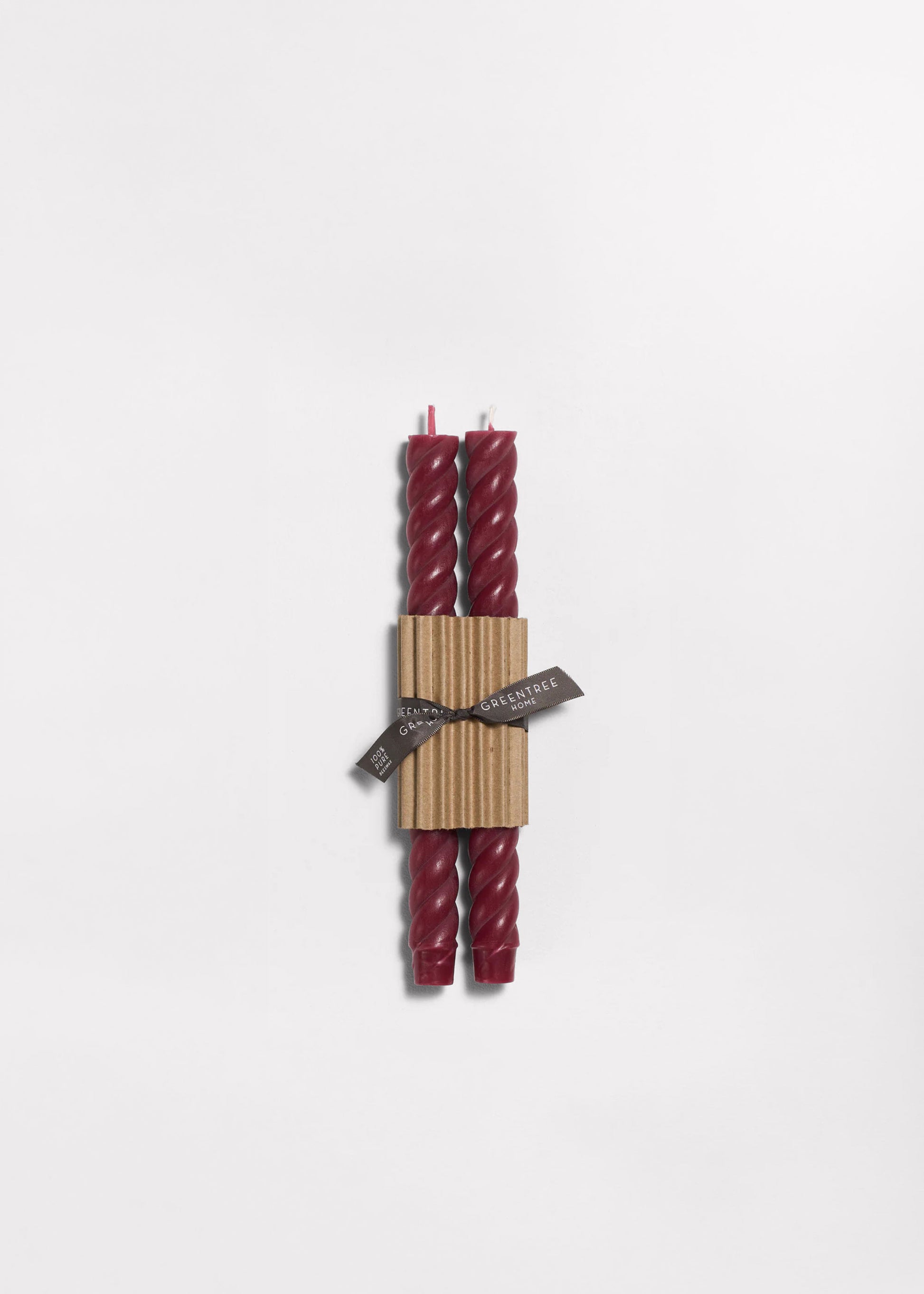 Rope Taper Beeswax Candles in Rhubarb