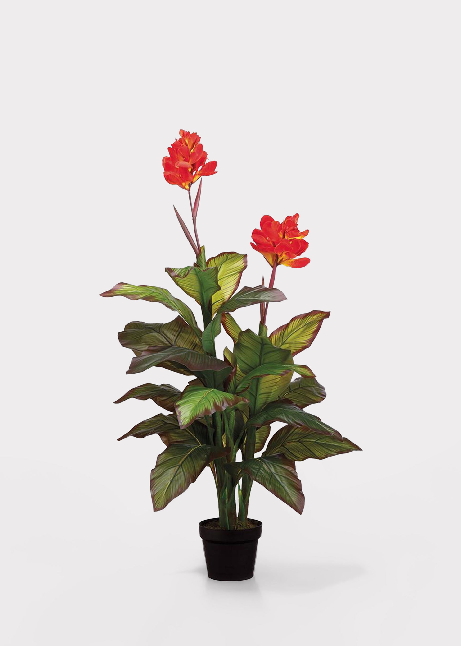 Red Fake Potted Blooming Tropical Canna Floor Plant