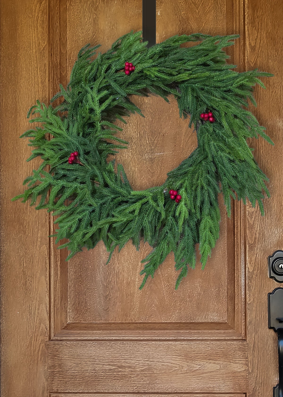 Norfolk pine wreath with berry picks