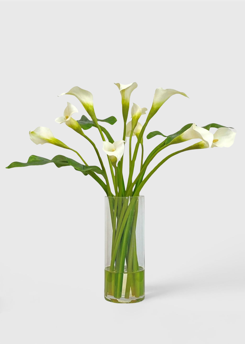 Faux Calla Lily Arrangement in Glass Cylinder Vase 