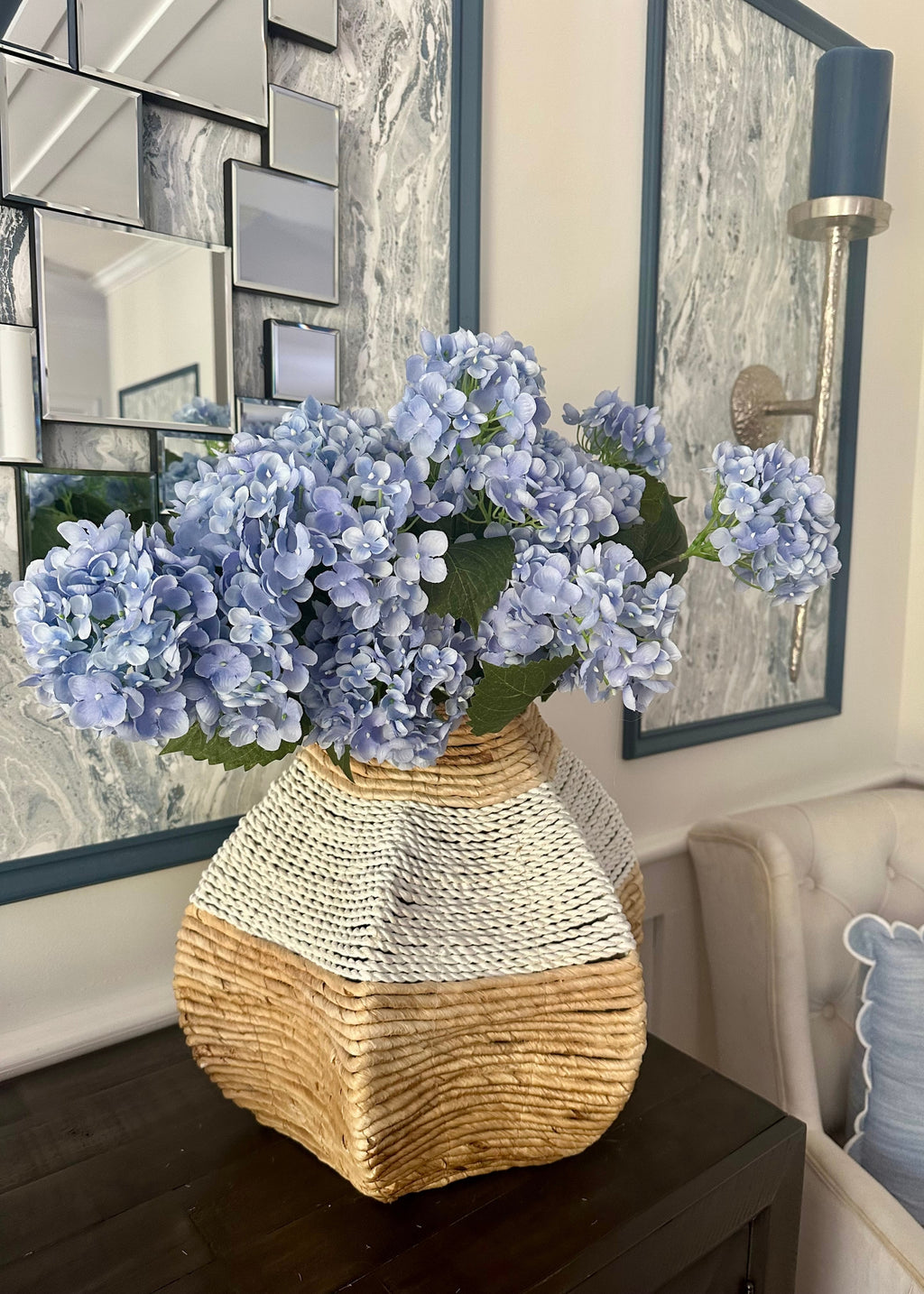 Blue Artificial Hydrangea Bush