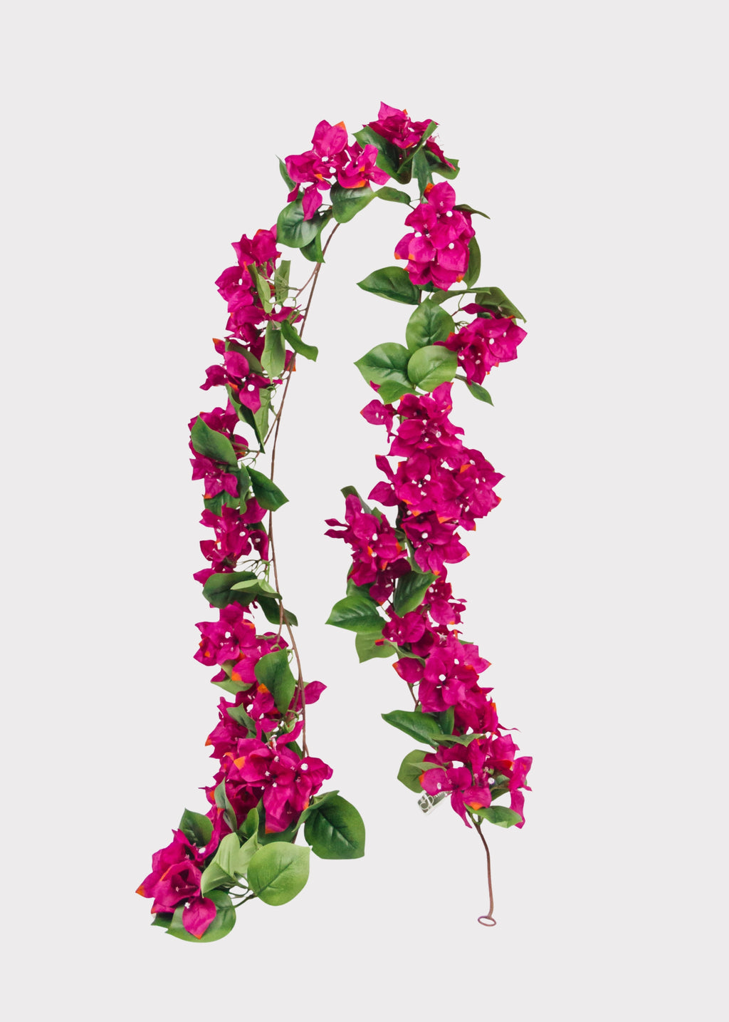 Artificial bougainvillea garland with pink flowers and green leaves 