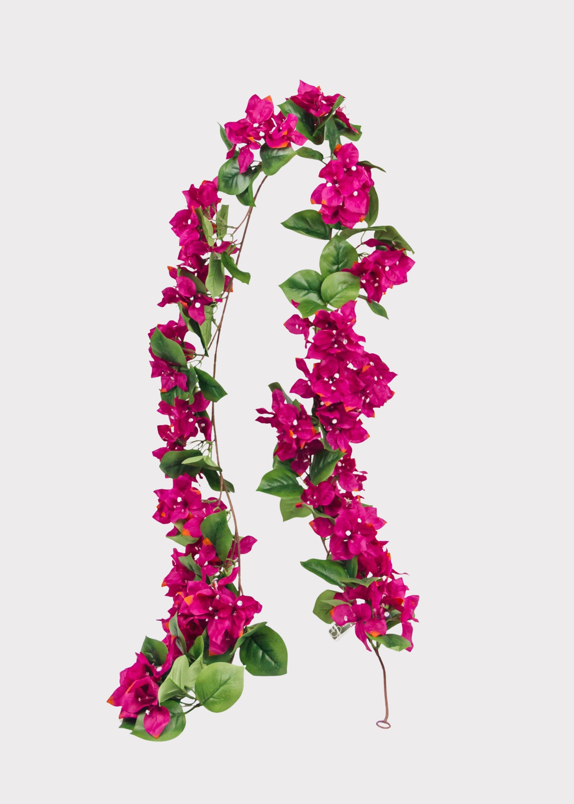 Artificial bougainvillea garland with pink flowers and green leaves 