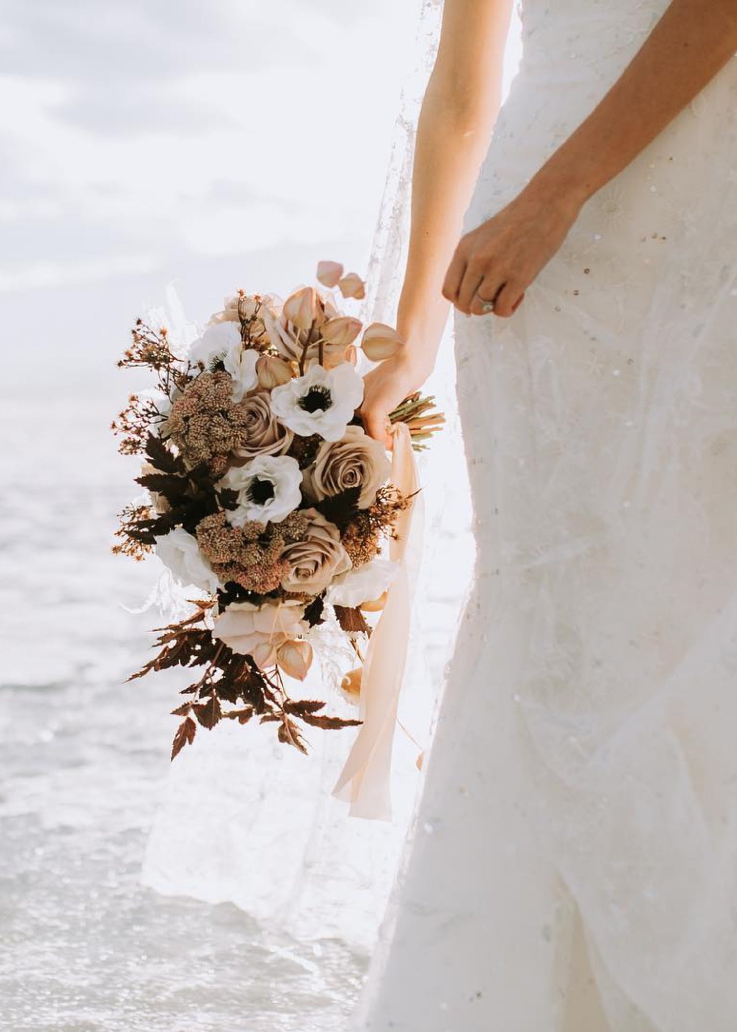 Bridal Bouquet with Faux Anemones