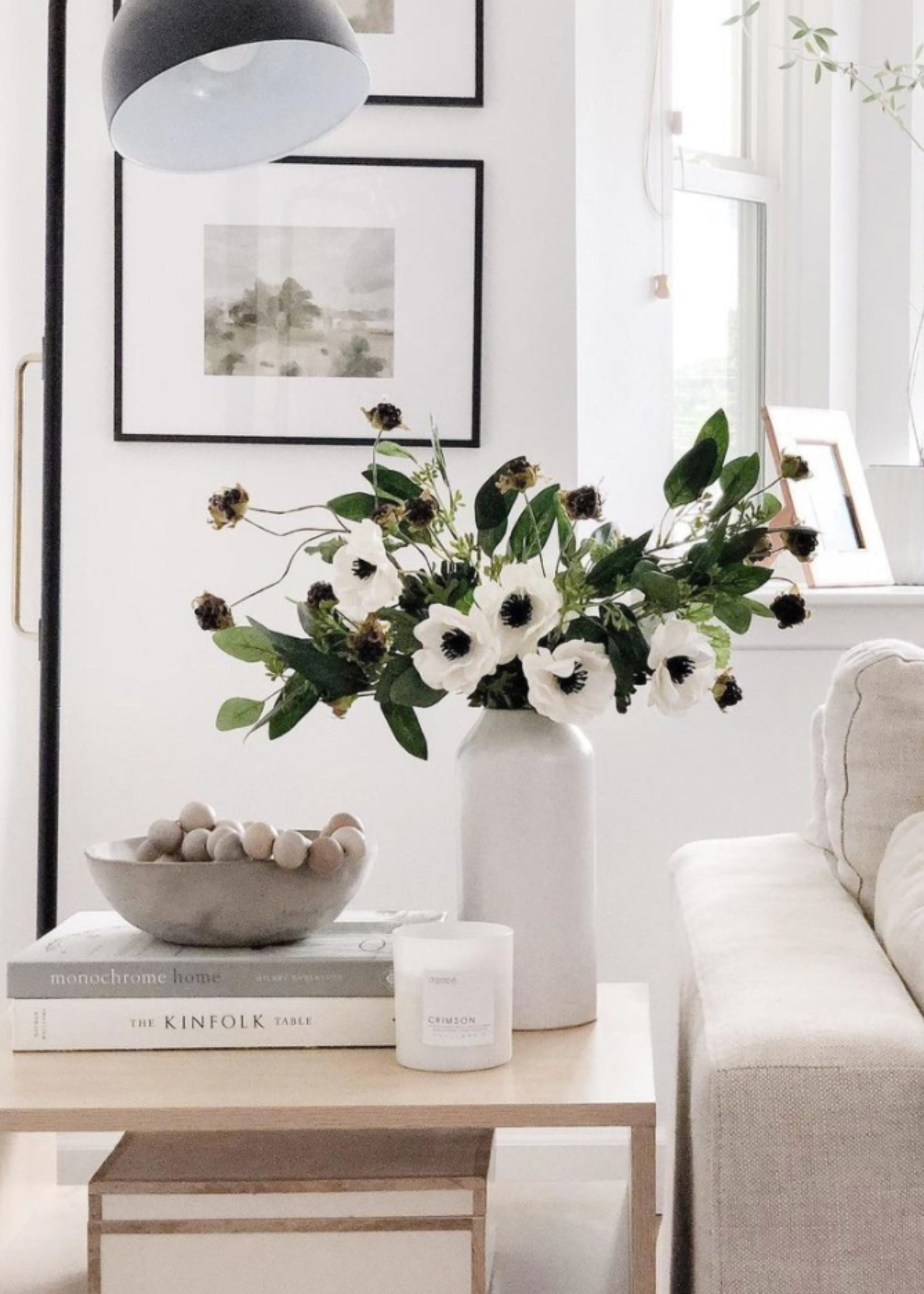 Anemones Styled with Eucalyptus