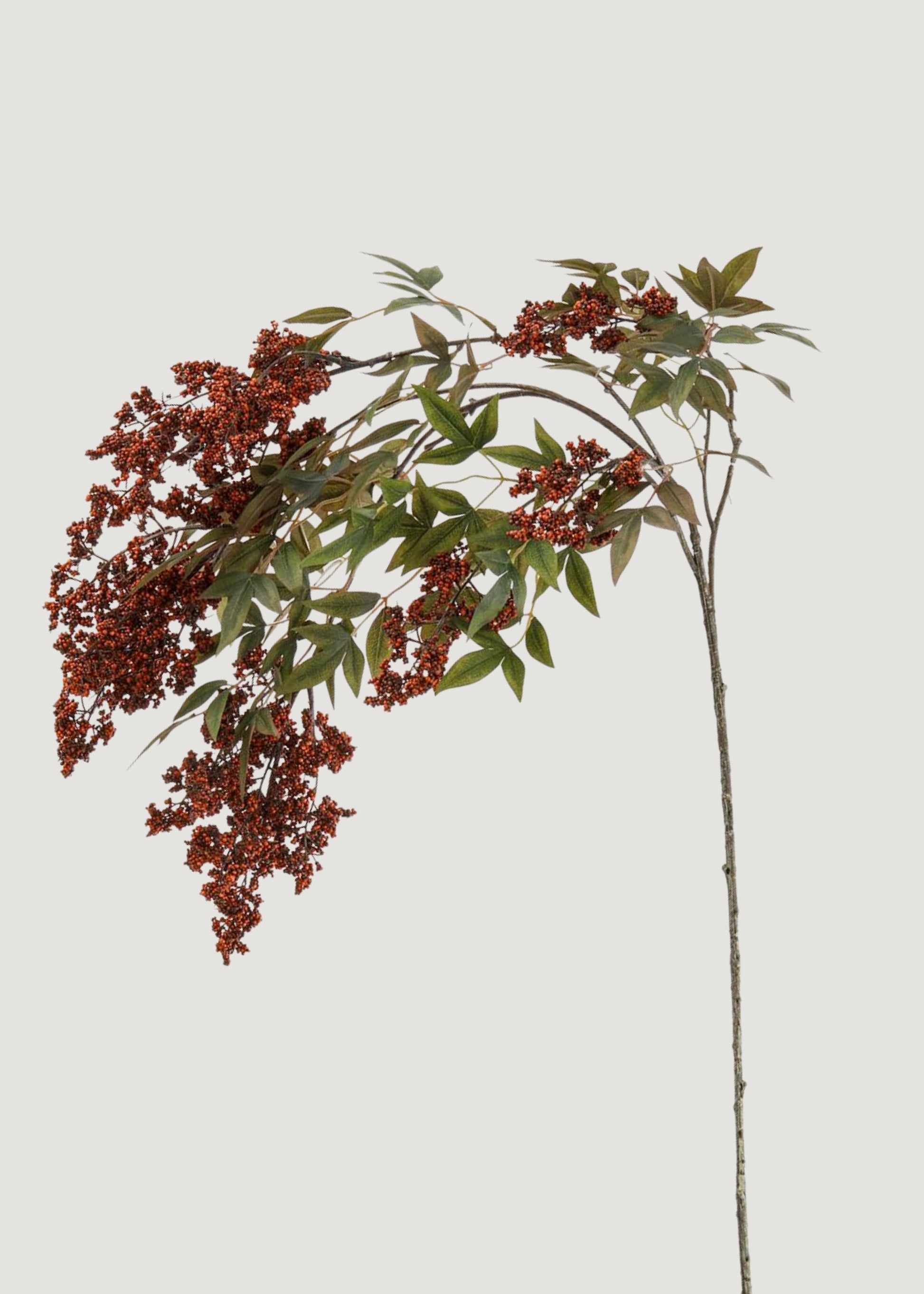 Artificial Burgundy Berry Branch with Hanging Stems