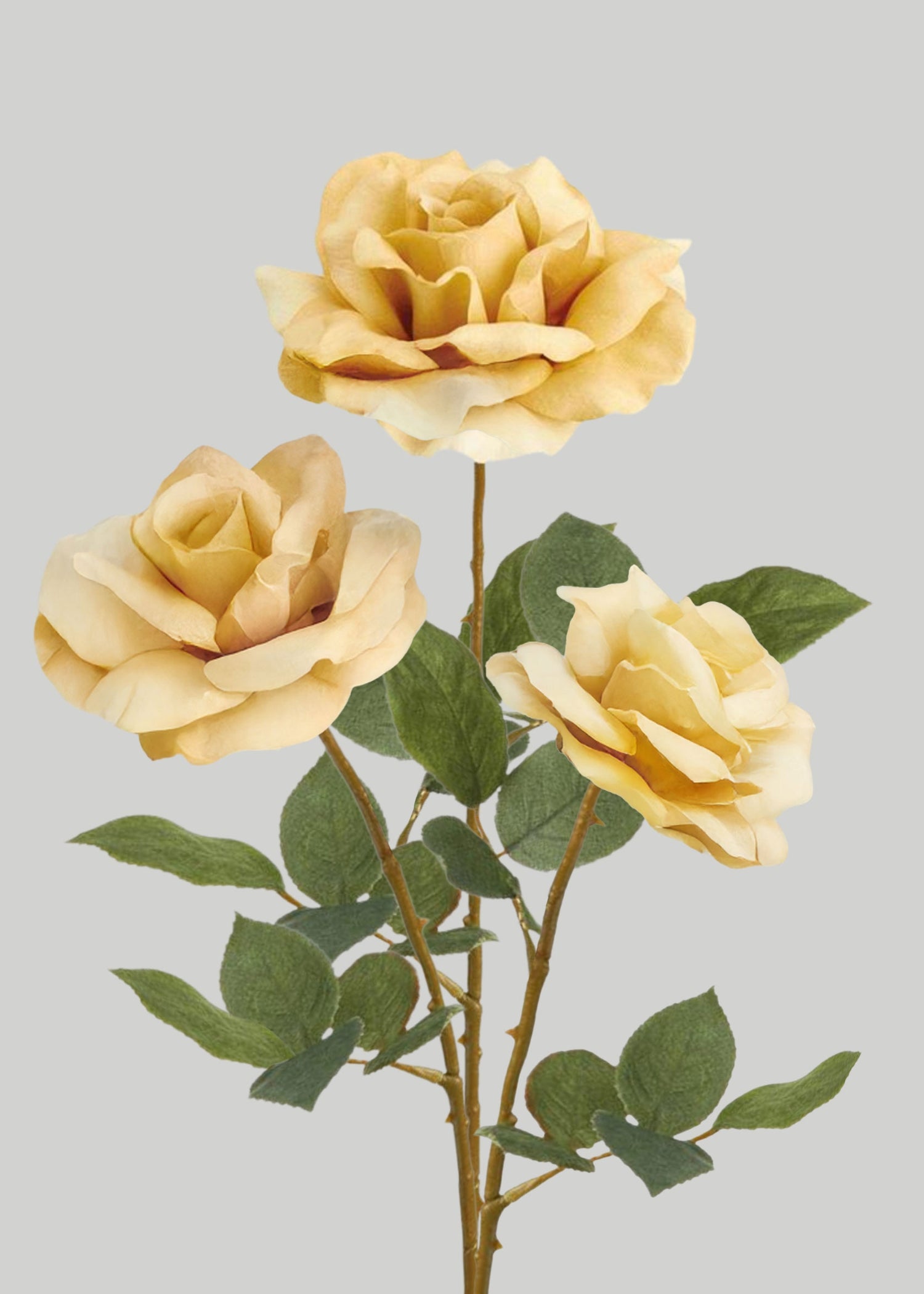 Bundle of Three Artificial Roses in Beige