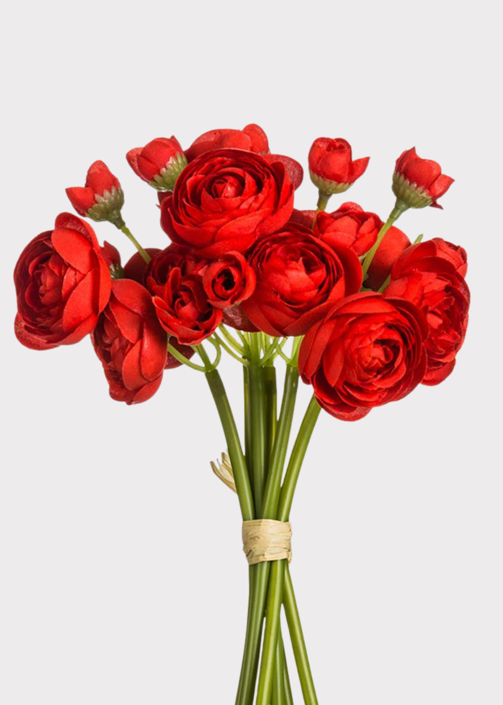 Artificial Mini Ranunculus Flower Bundle in Red 