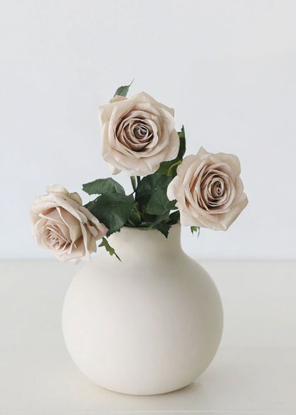 Bundle of 3 Artificial Roses in Taupe Beige 
