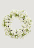 Fake Cherry Blossom Wreath in White 
