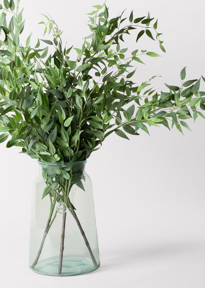 Artificial Italian Ruscus in French Glass Mason Jar