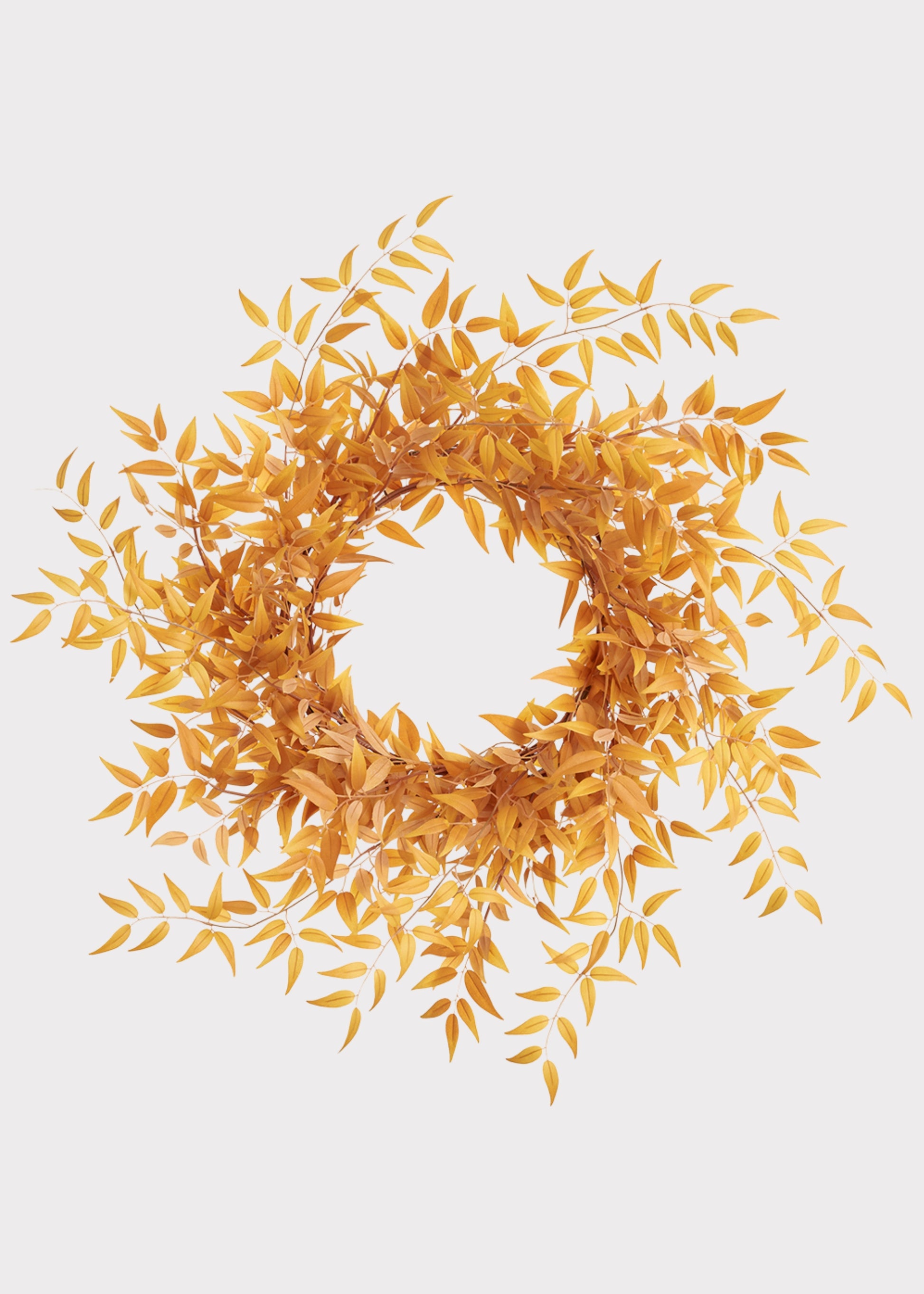 Large Fake Italian Ruscus Leaf Wreath in Autumn Mustard