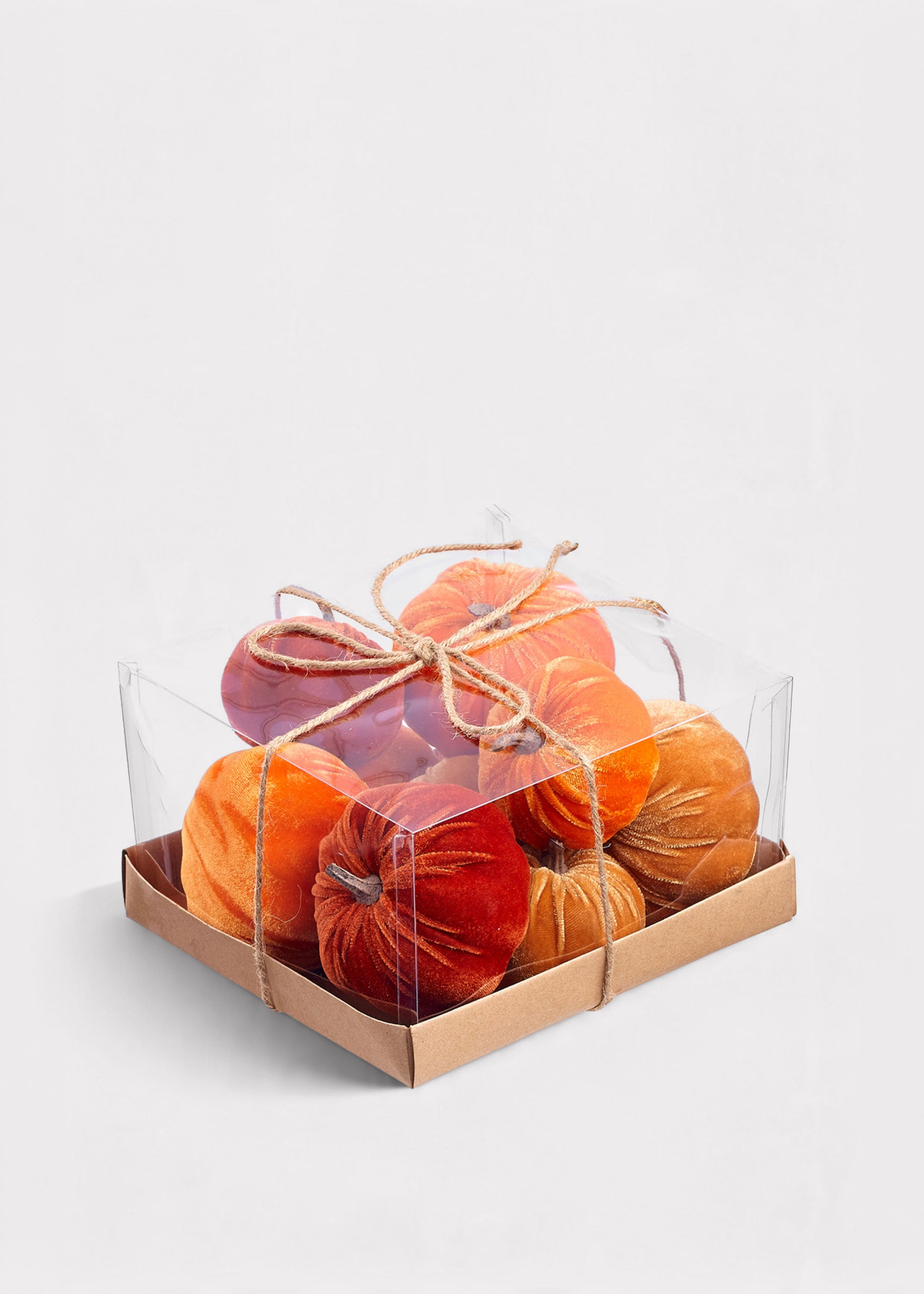 Set of 10 Velvet Tabletop Pumpkins in Autumn Hues