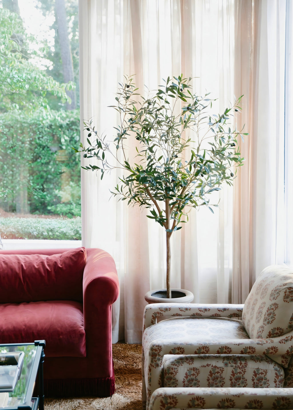 afloral luxe potted fake olive tree in concrete planter for home interior 