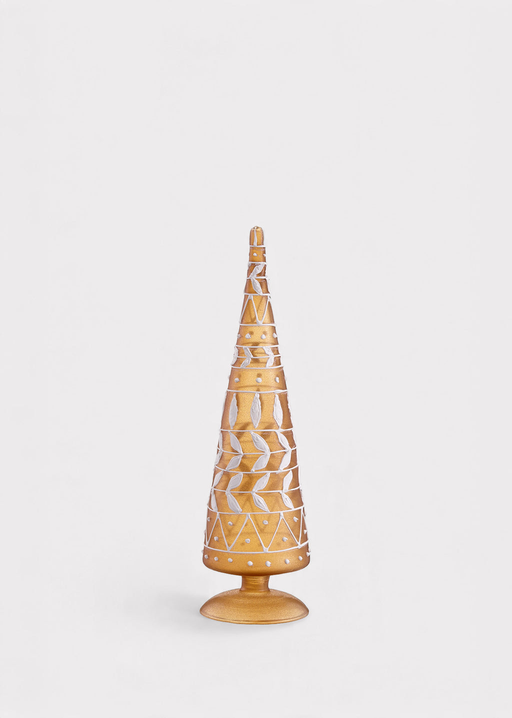 Glass Finial Holiday Tree Tabletop Accent in Copper and White