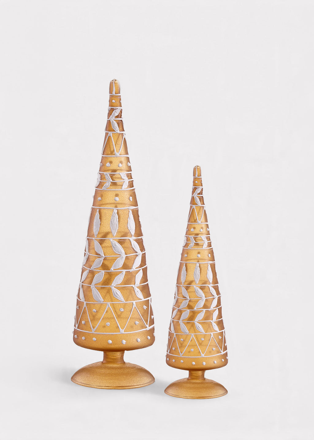 Two Copper Holiday Glass Tabletop Trees