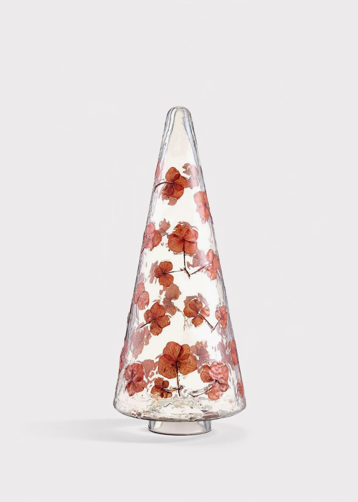 Hand Blown Glass Holiday Cone Tabletop Accent