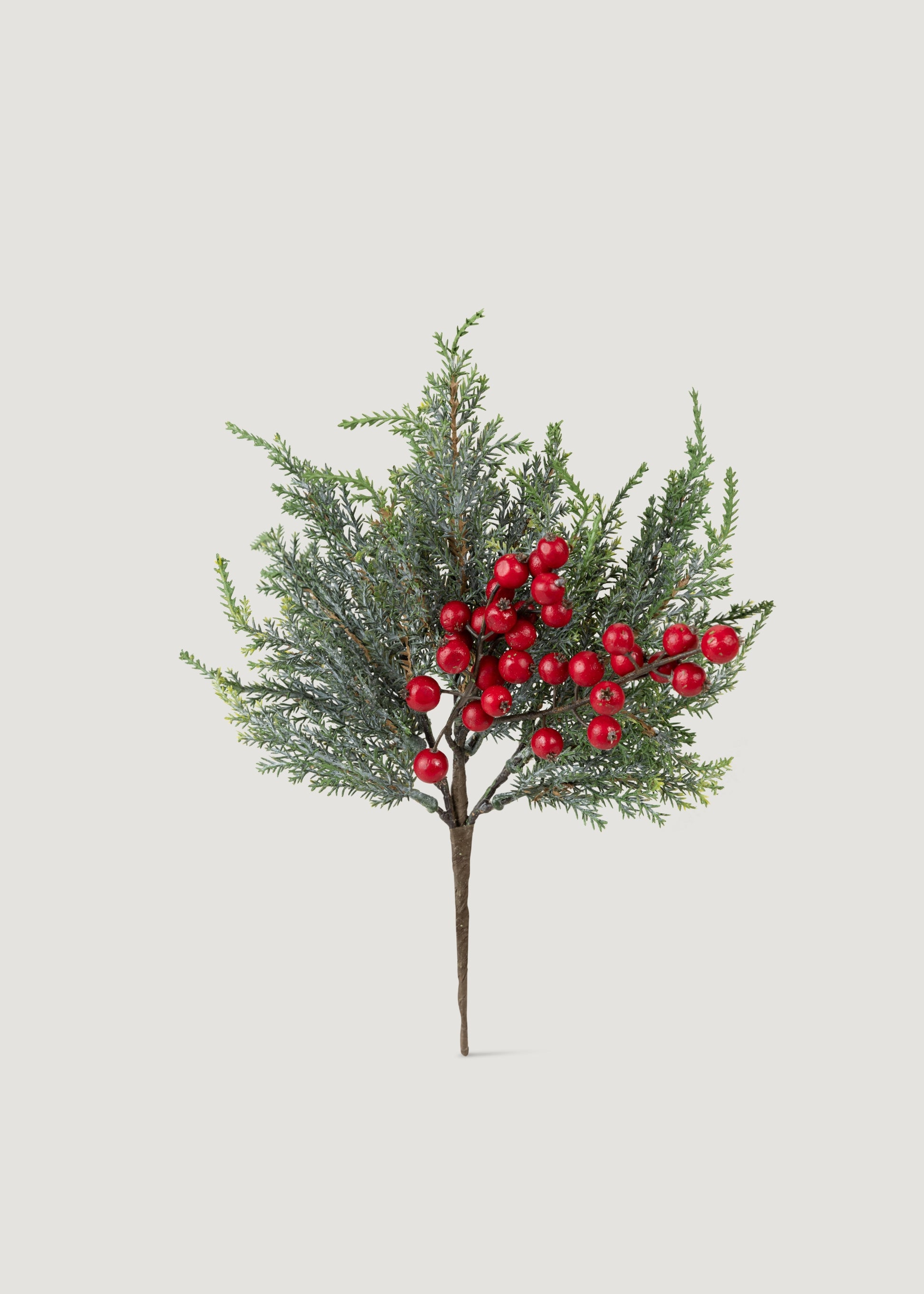 Artificial Winter Cedar Pick with Red Berries