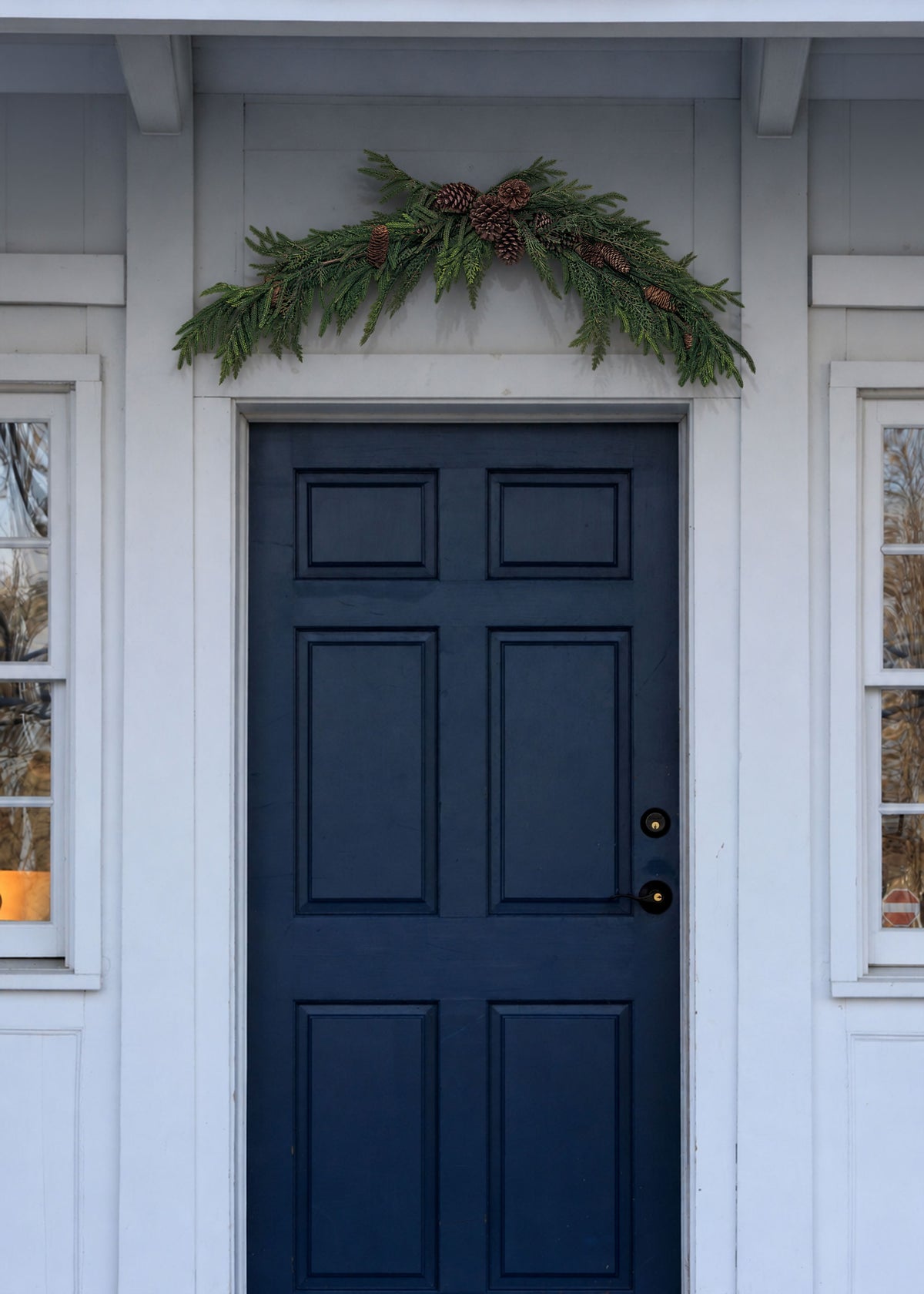 evergreen swag over a door