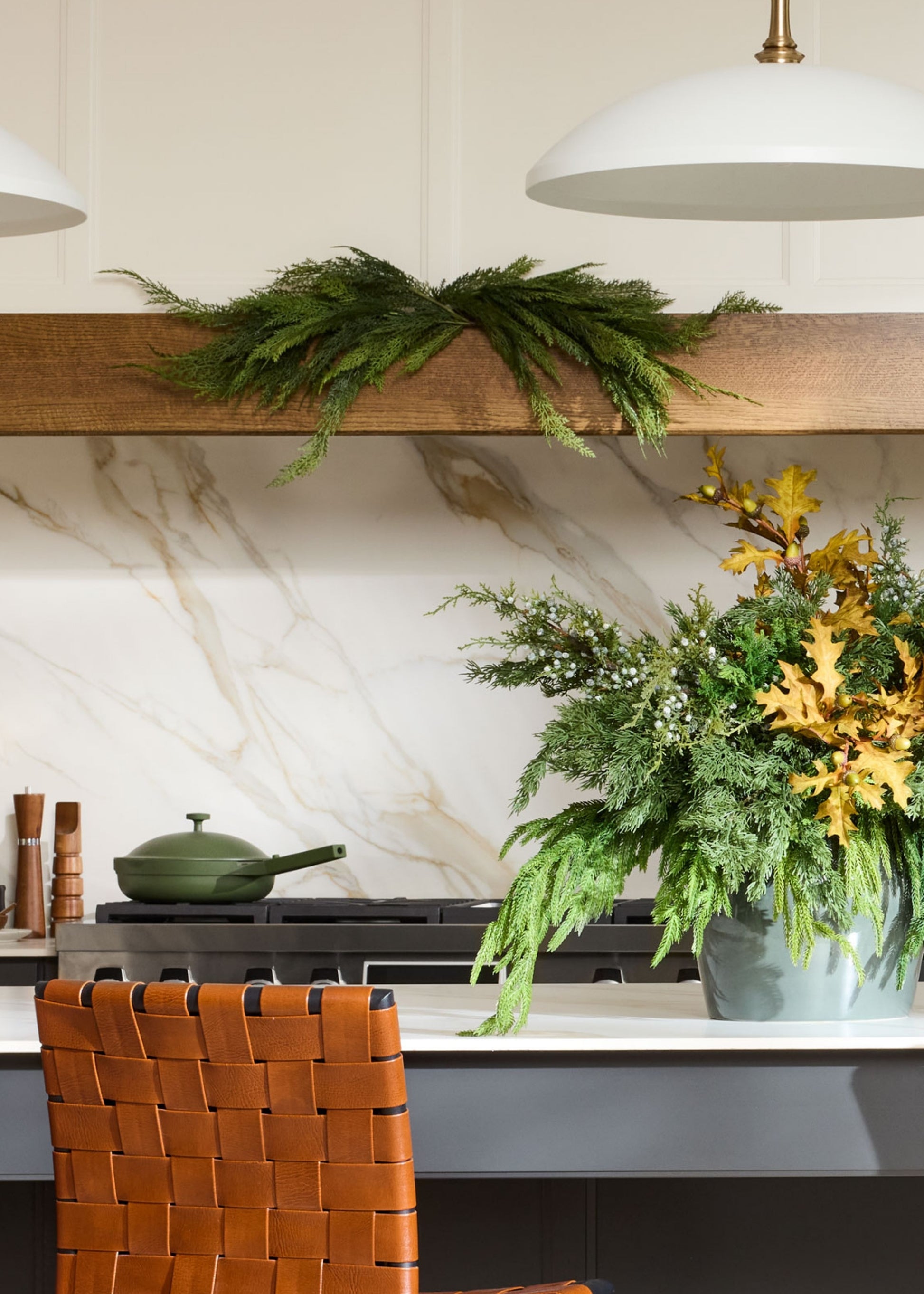 Cedar Swag Decorating a Kitchen 