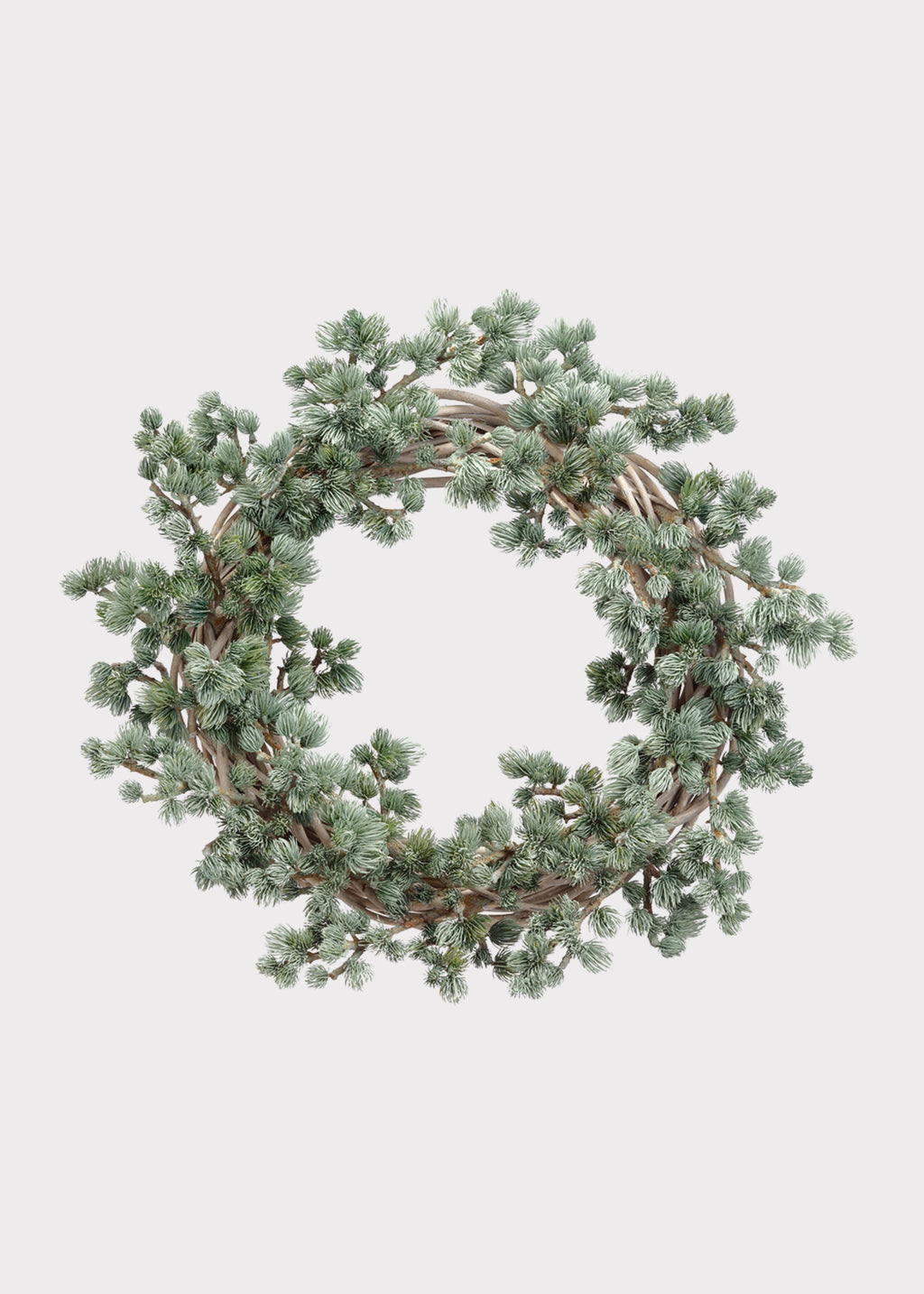 Deluxe Artificial Ming Pine Winter Wreath in Frosted Green