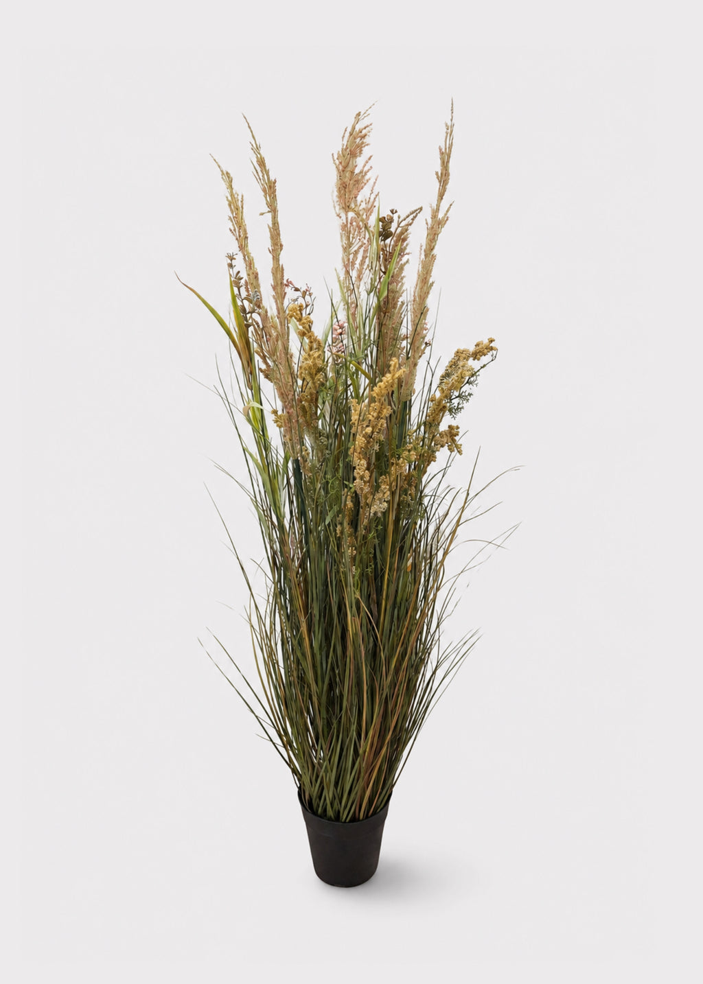 Large Green and Brown Fake Field Grass Potted Plant