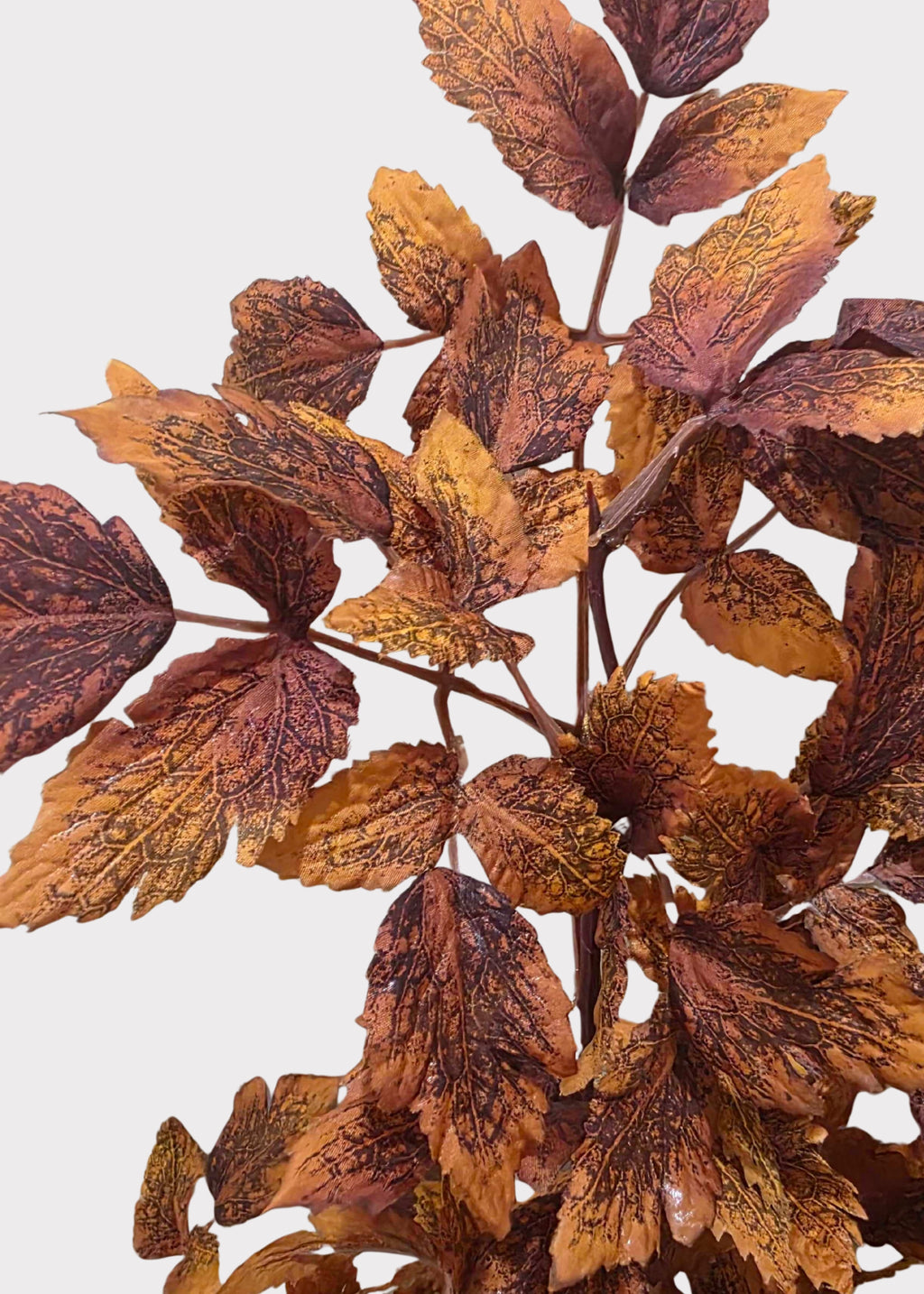 Artificial autumn leaf cimicifuga branch with mottled brown